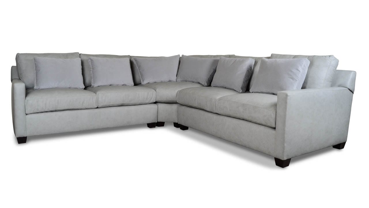 Brevard Radius Corner Leather Sectional Saloon Dove Grey and Cannes Cannon Grey