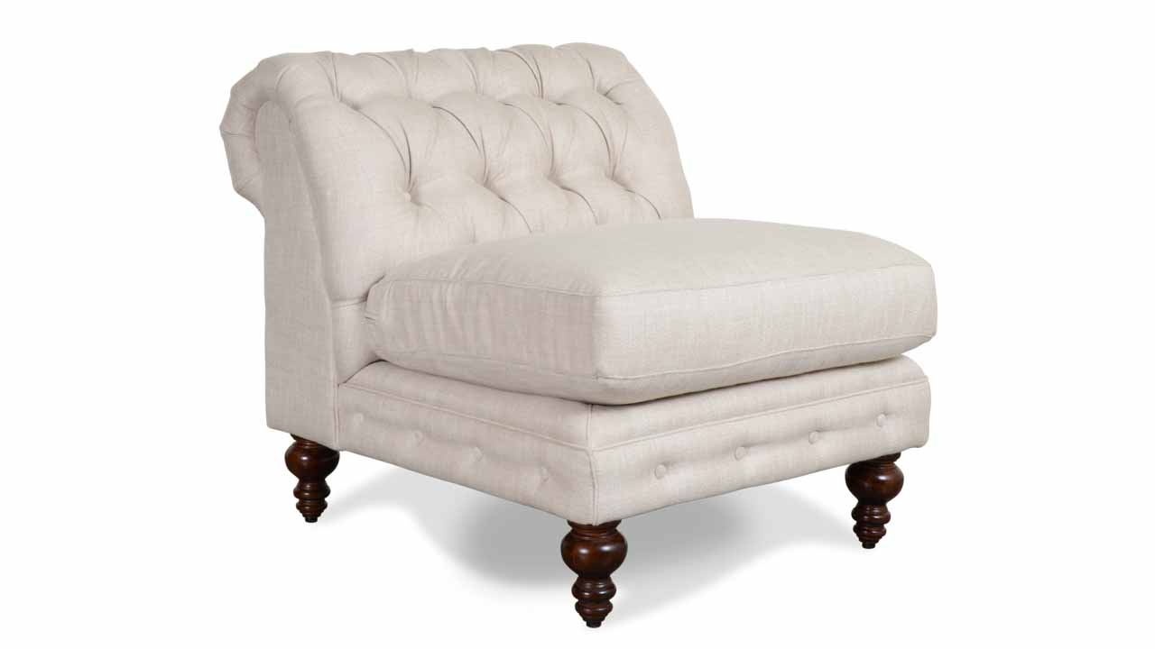 Classic Chesterfield Armless Fabric Chair