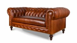 Classic Chesterfield Leather Loveseat 75 x 38 Mont Blanc Caramel