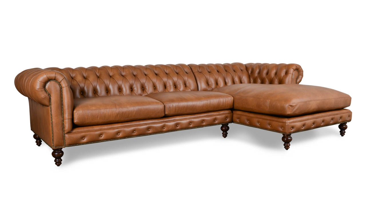 COCOCOHome Classic Chesterfield Single Chaise Leather Sectional