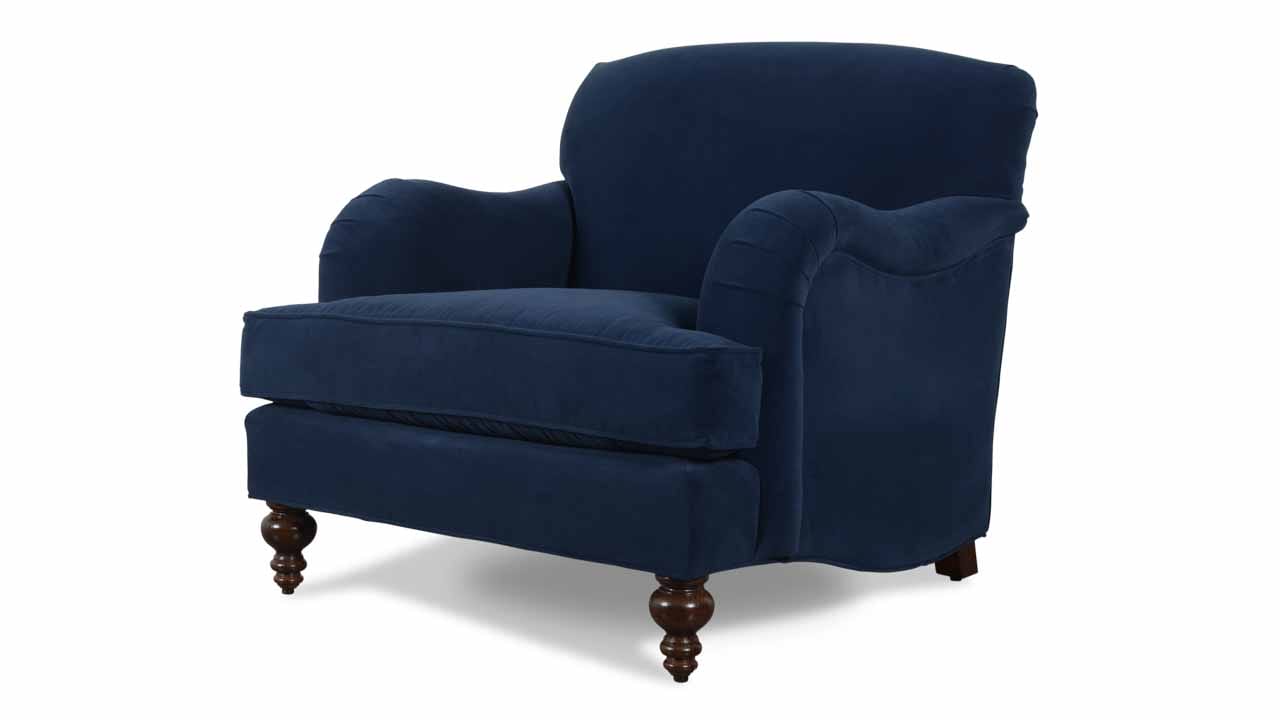 English Arm Tight Back Fabric Chair 88 x 38 Henry Normandy