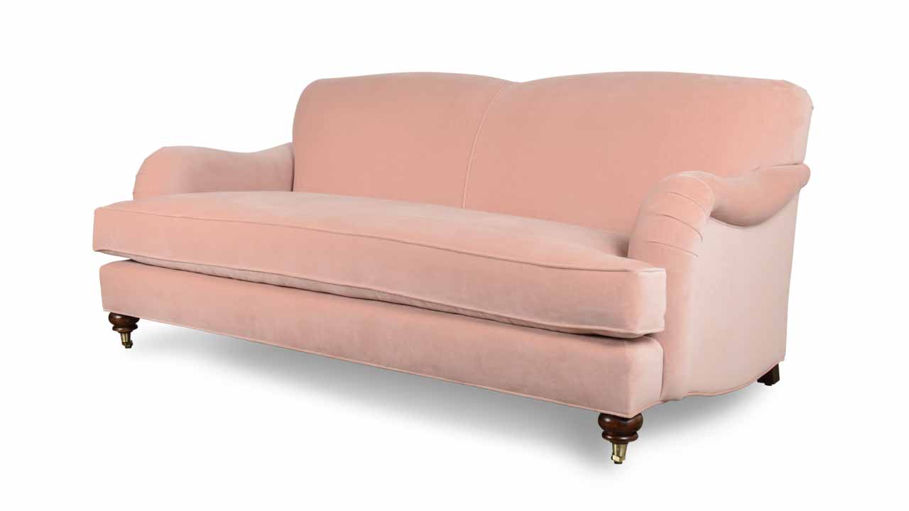 English Arm Tight Back Fabric Sofa 78 Cannes Dusty Pink