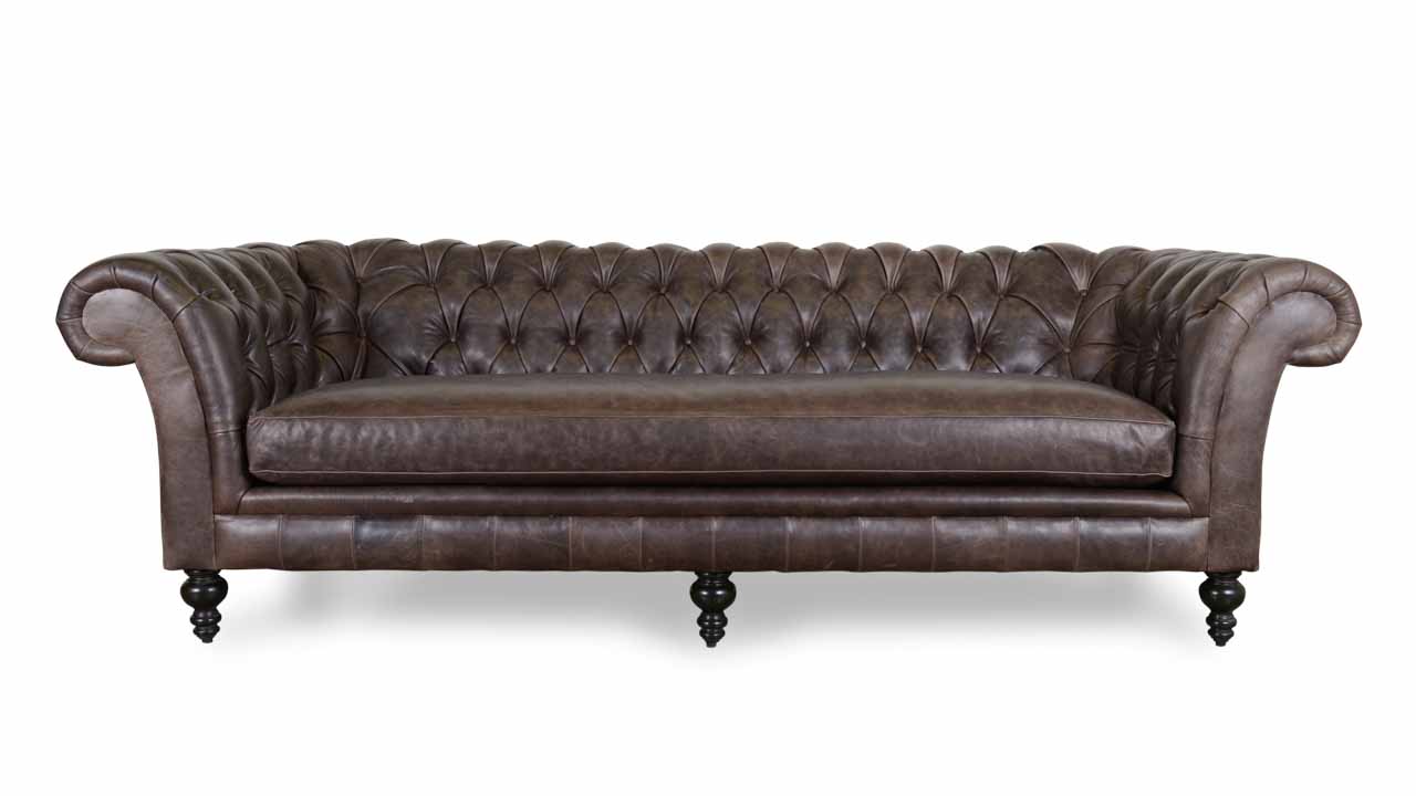 COCOCOHome English Chesterfield Leather Sofa Made In USA