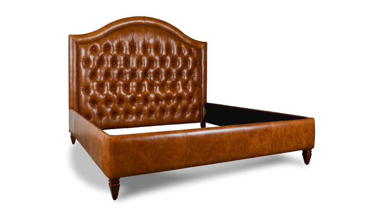 Kinston Leather King Bed Crest Stella Whiskey