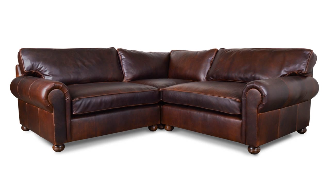 Lexington Square Corner Leather Sectional 119 x 119 Saloon Chocolate