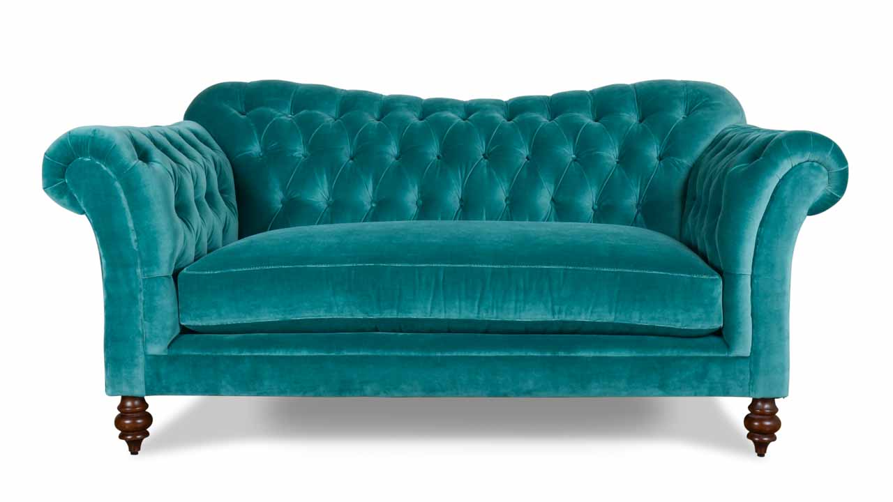 Lillington Chesterfield Fabric Loveseat 80 x 38 Como Bluestone