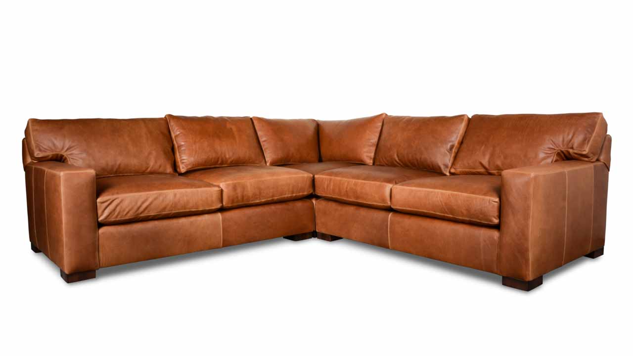 Matthews Square Corner Leather Sectional 110 x 110 Pure Saddle