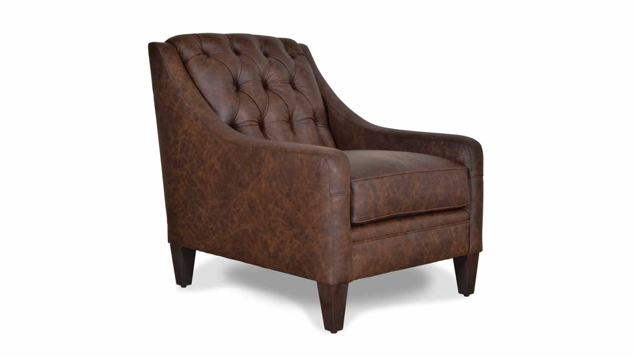 Slope Arm Tufted Leather Chair Saloon Texas