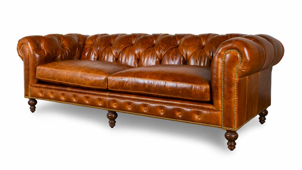 COCOCOHome Soho Chesterfield Leather Sofa Made In USA