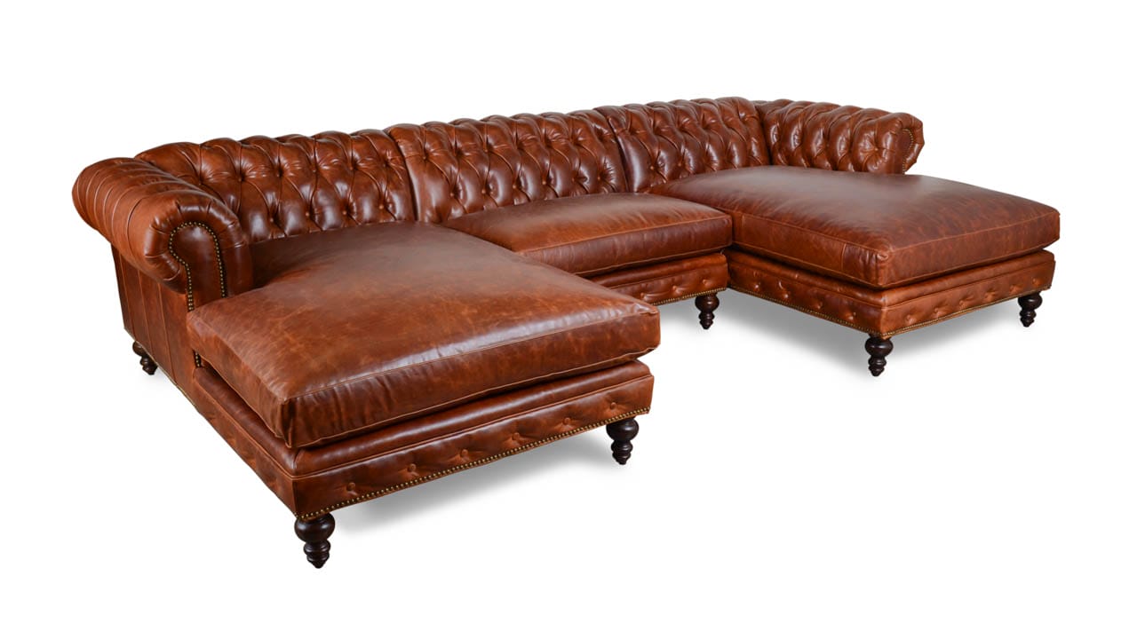 Cococohome Clic Chesterfield Double Chaise Leather Sectional Clic Chesterfield Double Chaise Leather Sectional