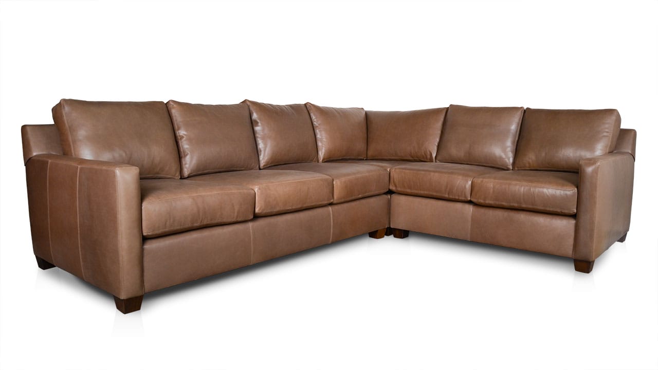 Brevard Square Corner L Leather Sectional 118.5 x 94.5 Providence Dove