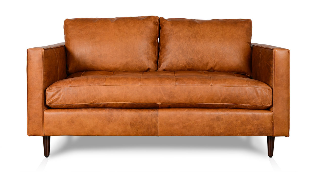 Madison Leather Loveseat 104 x 38 Stonewood Acorn