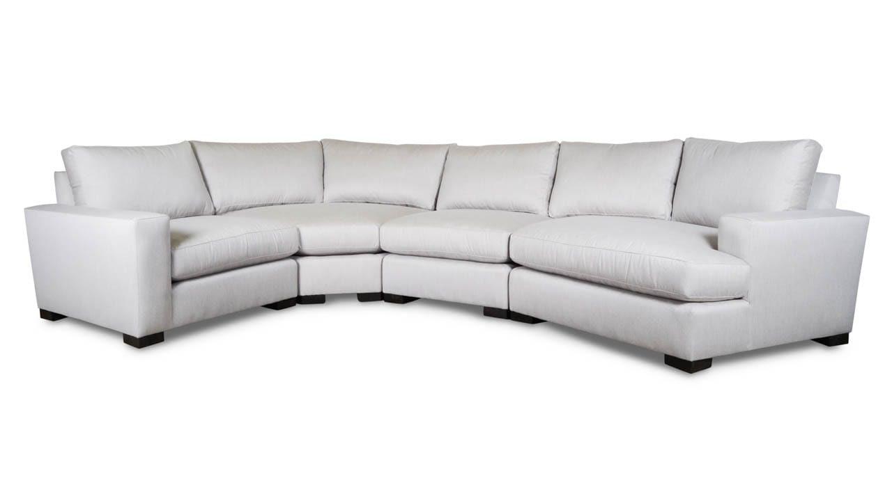 Monroe Radius L Fabric Sectional in White