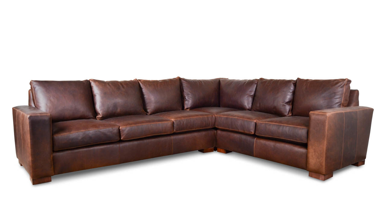 Cococohome Monroe Square L Leather Sectional Made In Usa Monroe Square L Leather Sectional