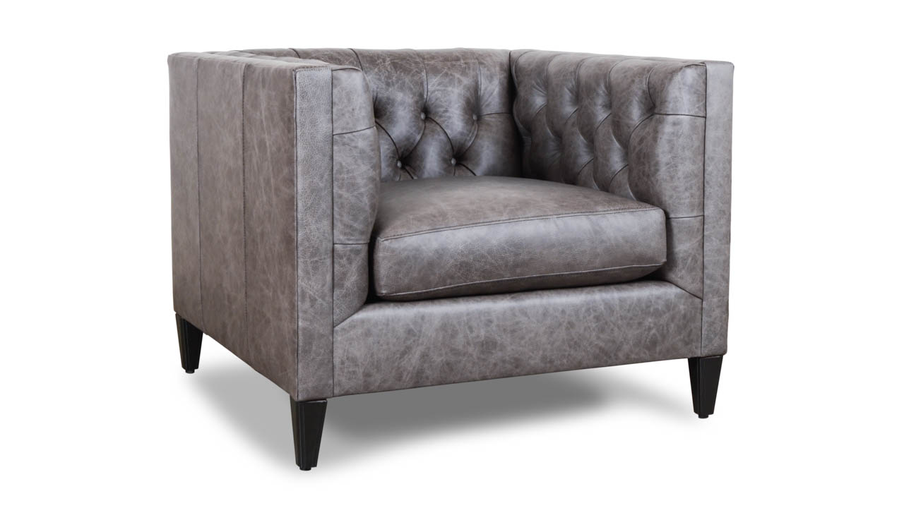 Belmont Leather Chair 37 x 35 Saloon Grey