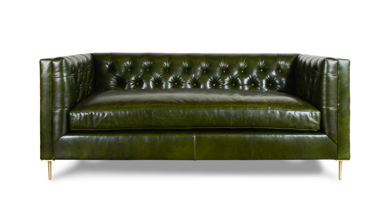 Belmont Leather Loveseat 72 x 38 Dallas Bayleaf