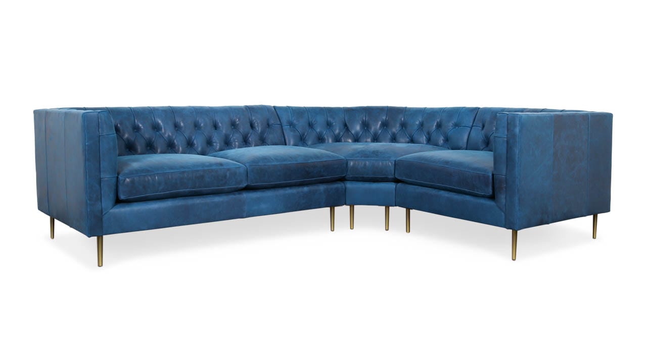 Belmont Radius L Leather Sectional 114 x 85 x 38 Burnham Sailboat