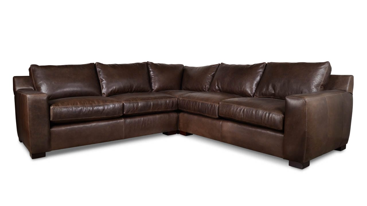 Durham Square Corner Leather Sectional 106 x 106 x 38 Berkshire Anthricite