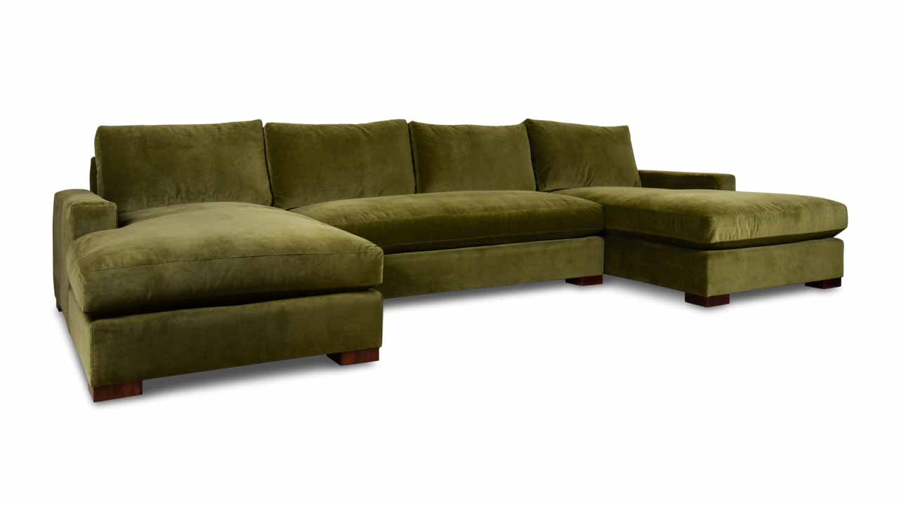 Monroe Double Chaise Fabric Sectional Como Jade