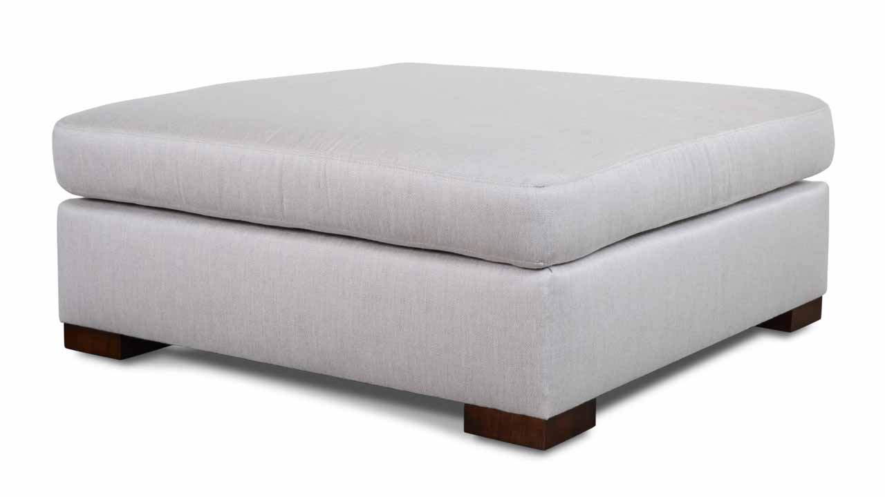Monroe Square Fabric Ottoman 42 x 42 Sunbrella Action Ash