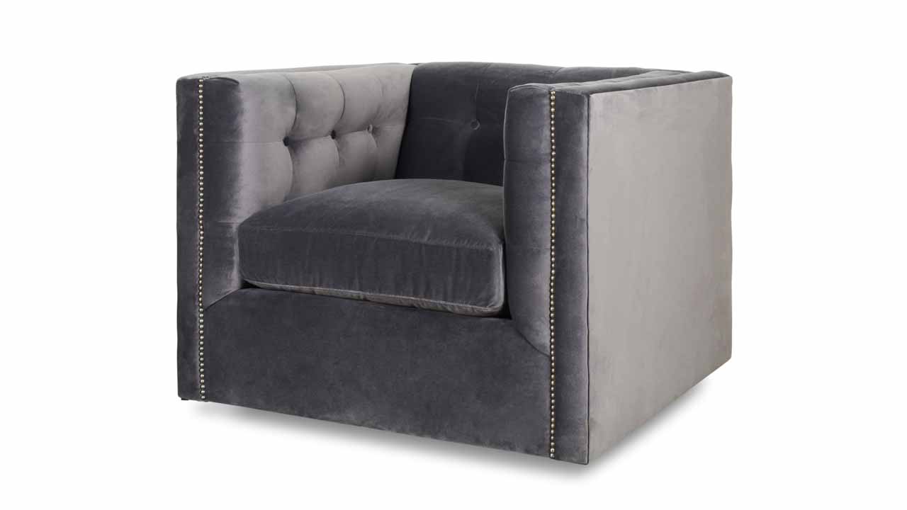 Arden Fabric Swivel Chair Como Grey Cloud