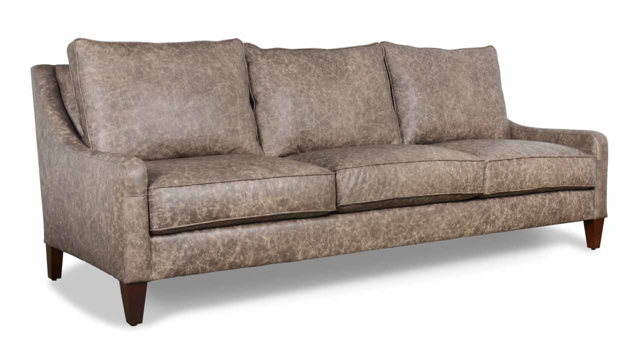 Slope Arm Pillowback Leather Sofa 98 x 40 Greenhides Vulcano Umber