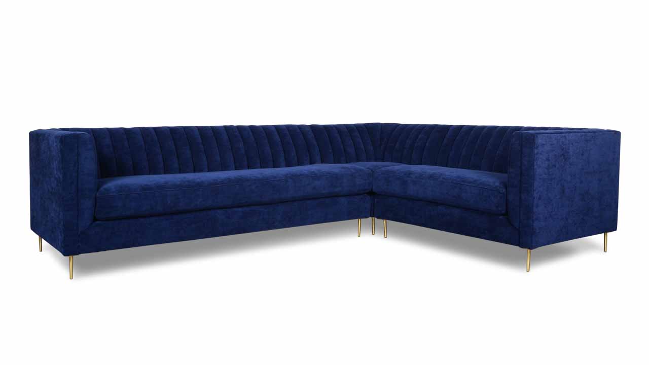 Clark Square L Fabric Sectional in Blue