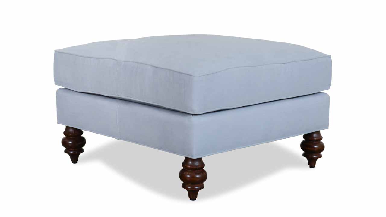 Classic Square Fabric Ottoman Venise Ciel