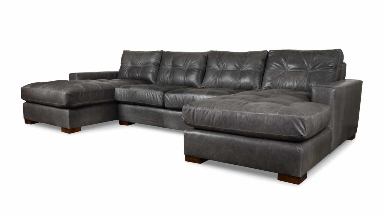 Cococo Home Modern Monroe Double Chaise Leather Sectional Made Monroe Double Chaise Leather Sectional