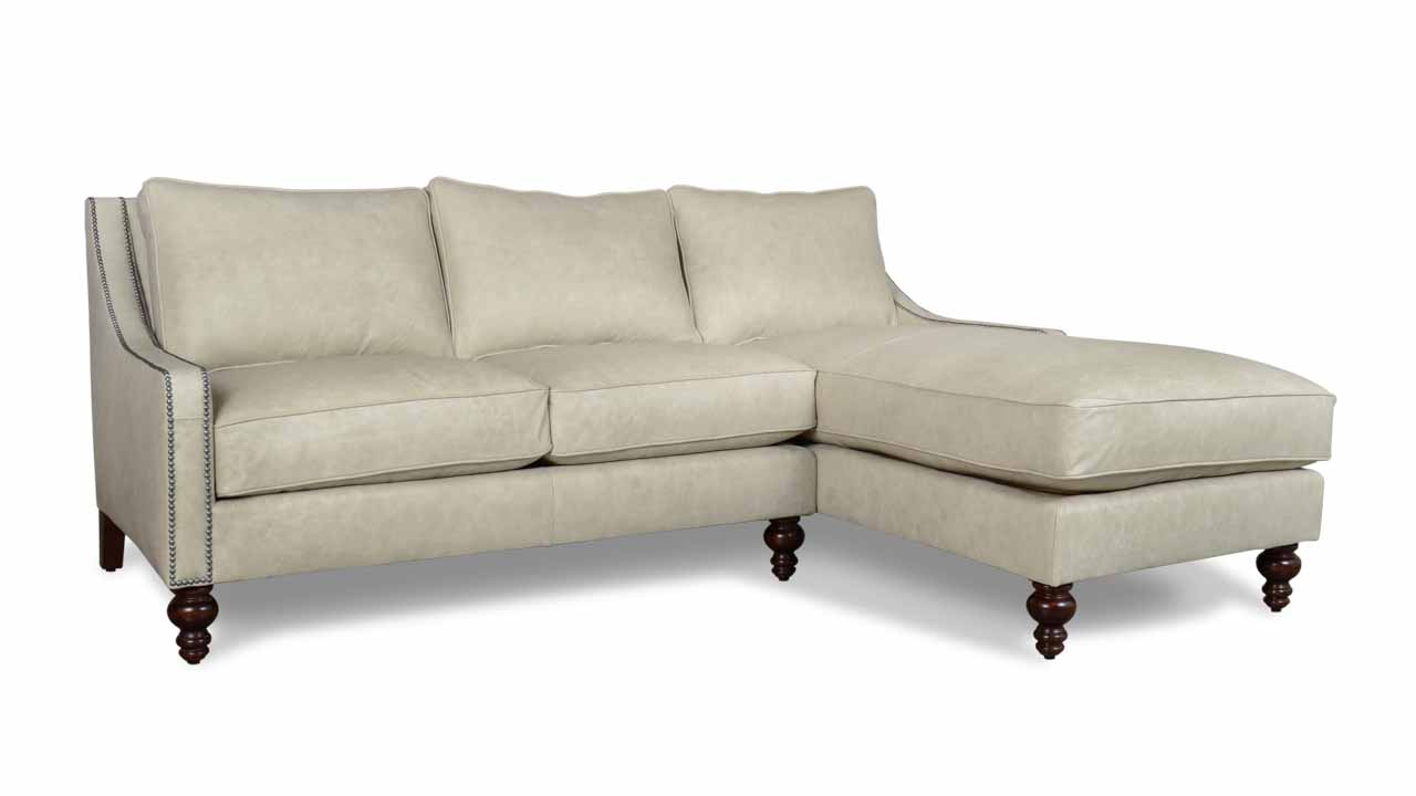 Slope Arm Pillowback Single Chaise Leather Sectional 88 Saloon Ice