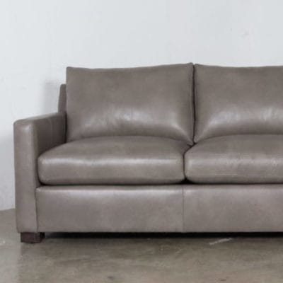Crest Leather, Cococo Home, Williamsburg Cobblestone, Grey, Leather Sofa